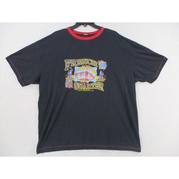 French Quarter New Orleans Graphic T Shirt With Red Ringer Collar XL - Picture 1 of 6